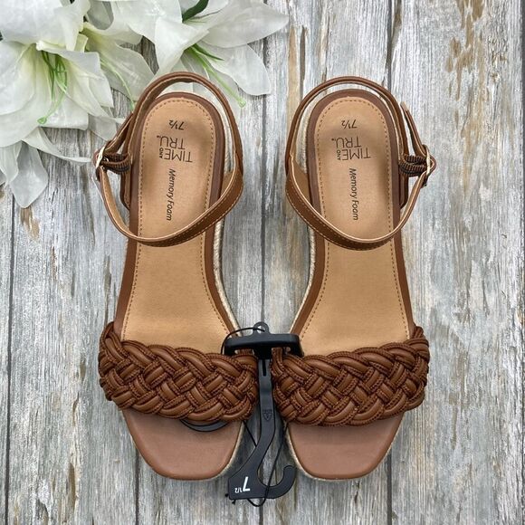Time and Tru Shoes - Women's Braided Espadrille Wedge Sandals Shoes Size 7.5